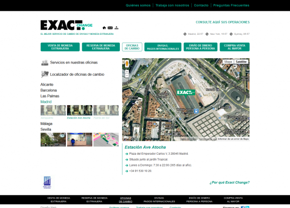 Página web de una de las oficinas de cambio de moneda